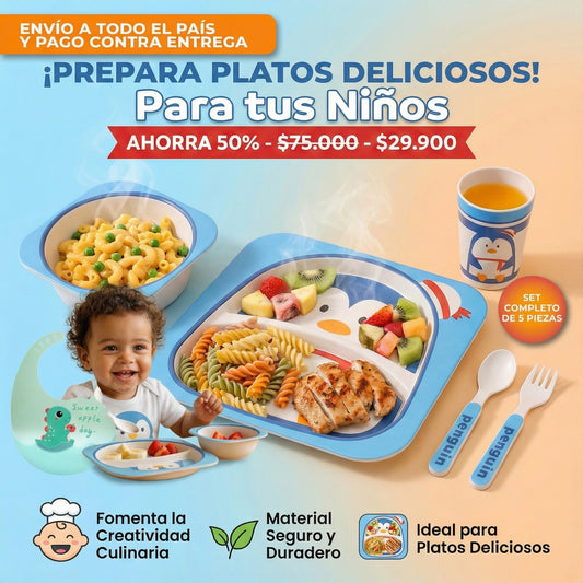 SET VAJILLA INFANTIL 5UNDS + REGALO 🎁